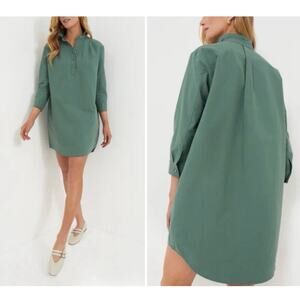 Tuckernuck Pomander Place Green Polly Dress Size Med 100% Cotton Preppy Classic
